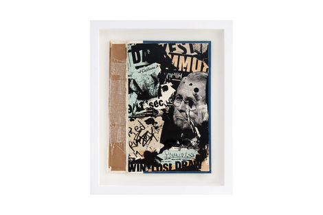<p>Win Lose Draw BC:NYC
Paper Collage, Silkscreen Ink on Book Cover, Framed 10 x 12.5 Inches (frame size) Original</p>