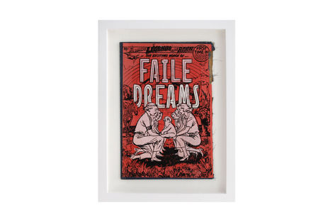 <p>Faile Dreams BC:NYC
Paper Collage, Silkscreen Ink on Book Cover, Framed 9.5 x 12.5 Inches (frame size) Original</p>