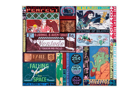 <p>Reach for Faile
Acrylic, Silkscreen Ink and Copper on Wood, Steel Frame
Dimensions: 49in x 57in x 3in
Signed, Faile 2013</p>
