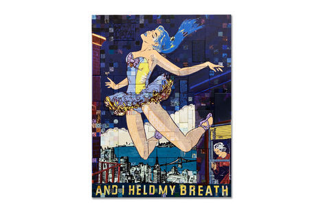 <p>And I Held My Secrets
Acrylic and Silkscreen Ink on Wood, Steel Frame
Dimensions: 65in x 85in x 3in
Signed, Faile 2013</p>