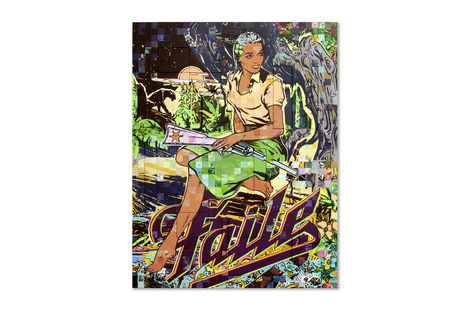 <p>The Called
Acrylic and Silkscreen Ink on Wood, Steel Frame<br/>
Dimensions: 65in x 85in x 3in<br/>
Signed, Faile 2013</p>