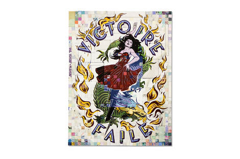 <p>Victoire Faile
Acrylic and Silkscreen Ink on Wood, Steel Frame<br/>
Dimensions: 65in x 85in x 3in<br/>
Signed, Faile 2013</p>